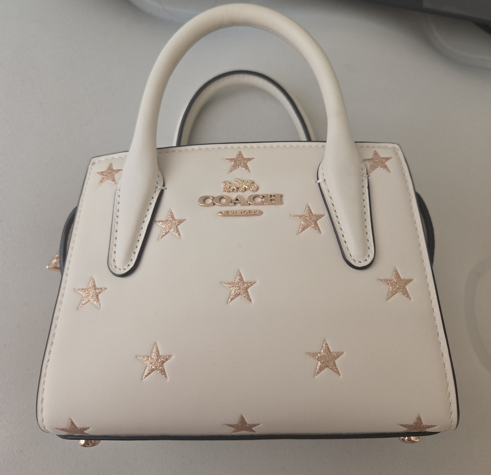 COACH Cream Micro Mini Satchel with Gold Star Accents